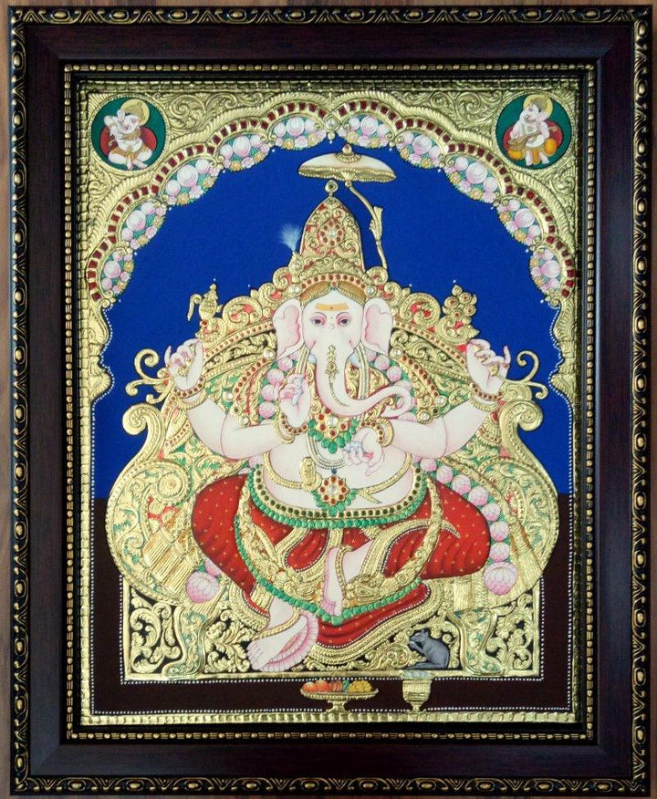 Ganesha Antique Style Tanjore Painting Painting by Vani Vijay | ArtZolo.com