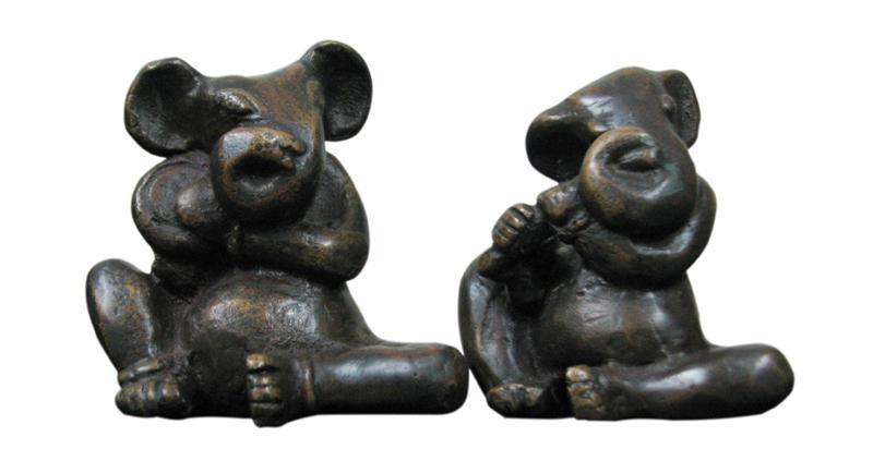 Religious sculpture titled 'Ganesha', 4x6x3 inches, by artist Asurvedh Ved on Bronze