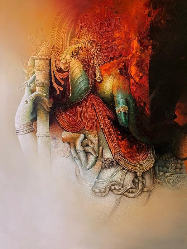 Ganesha Painting by Amit Bhar | ArtZolo.com