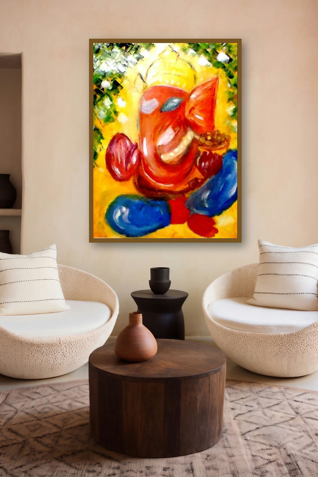 Ganesha (Delight) by artist Kiran Bableshwar displayed in a Indian Art gallery
