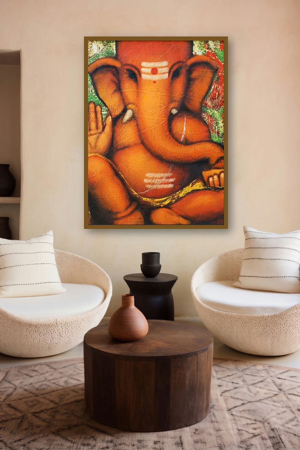 Ganesha (Benevolent Blessing) by artist Shankar Devarukhe displayed in a Boutique gallery