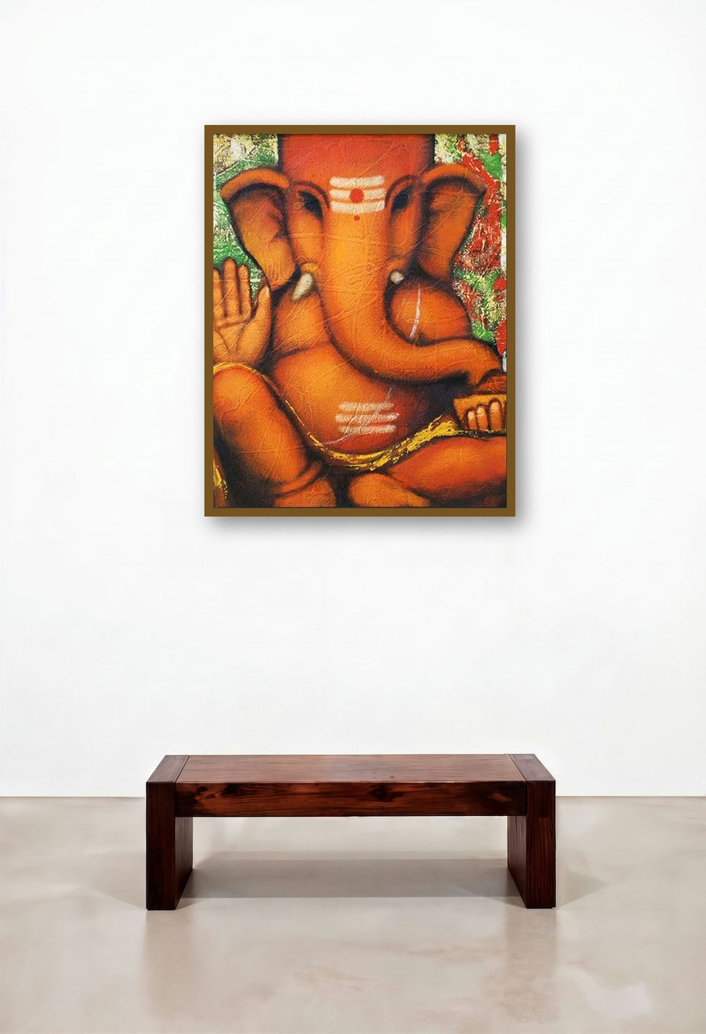 Ganesha (Benevolent Blessing) by artist Shankar Devarukhe displayed in a Modern Home Office