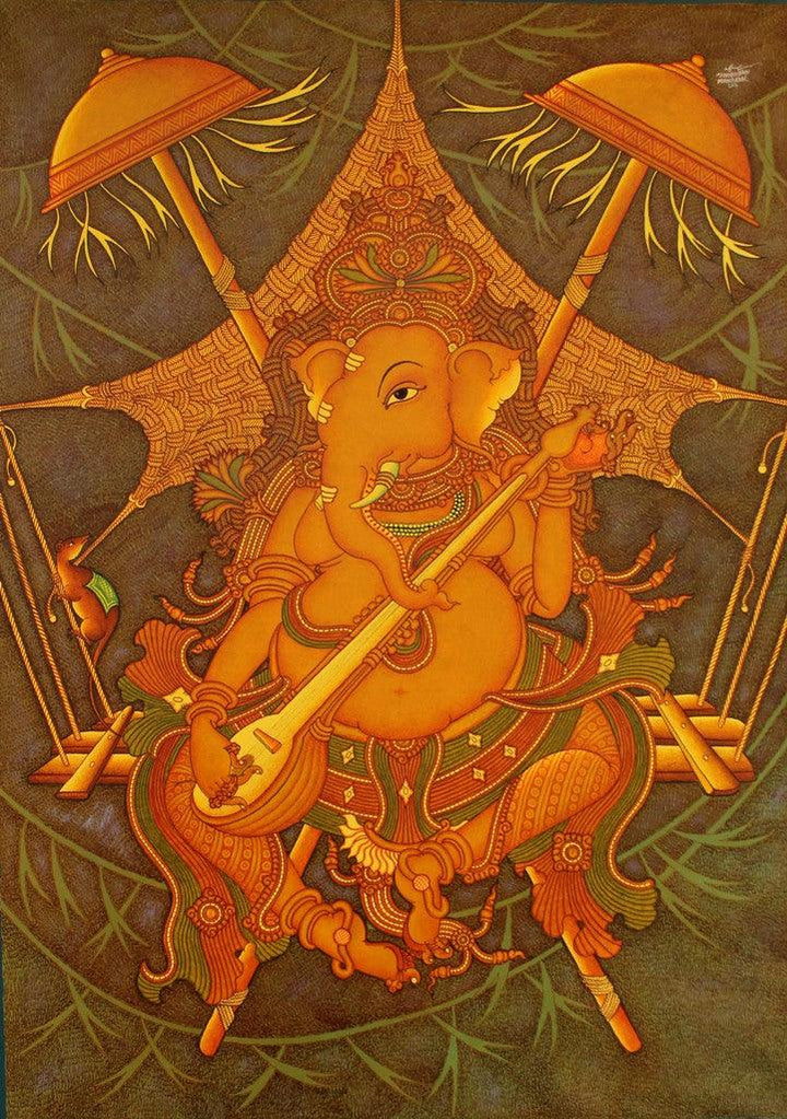 Ganesha Painting by Manikandan Punnakkal | ArtZolo.com