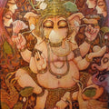 Religious mixed media painting titled 'Ganesha', 48x42 inches, by artist Subrata Ghosh on Canvas