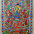 Religious madhubani traditional art titled 'Ganesha', 30x22 inches, by artist Mithilesh Jha on Paper