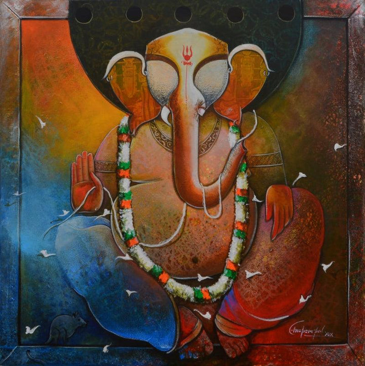 Ganesha Painting by Anupam Pal | ArtZolo.com