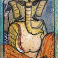 Religious mixed media painting titled 'Ganesha', 12x10 inches, by artist Rini Dhumal on Paper