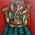 Religious acrylic painting titled 'Ganesha', 42x36 inches, by artist Rabin Mondal on Canvas
