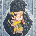 Religious miniature traditional art titled 'Ganesha', 12x8 inches, by artist Pichwai Art on Cloth