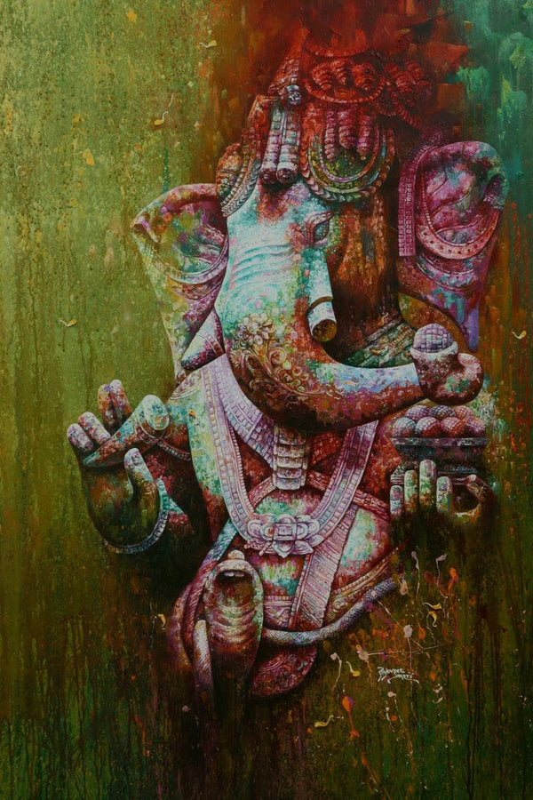 Ganesha Blessing Painting by Rajender Bharti | ArtZolo.com