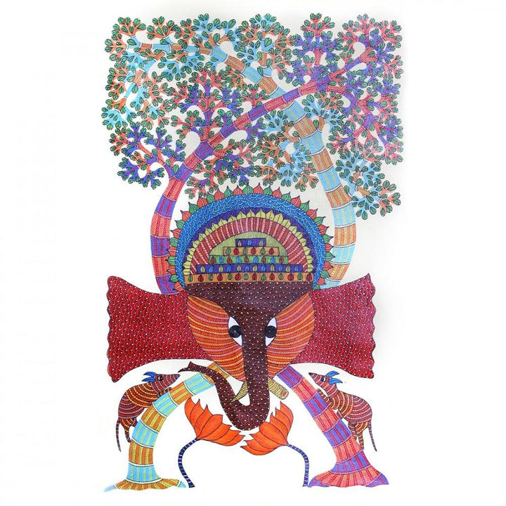 Ganesha Gond Art Traditional Art by Chitrakant Shyam | ArtZolo.com