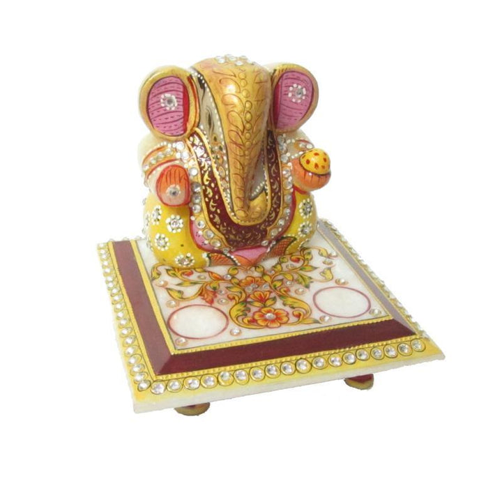 Ganesha On Chowki 1 Handicraft by Ecraft India | ArtZolo.com