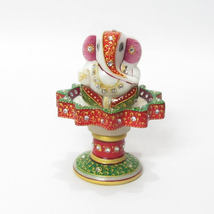 Ganesha On Marble Stand Handicraft by Ecraft India | ArtZolo.com