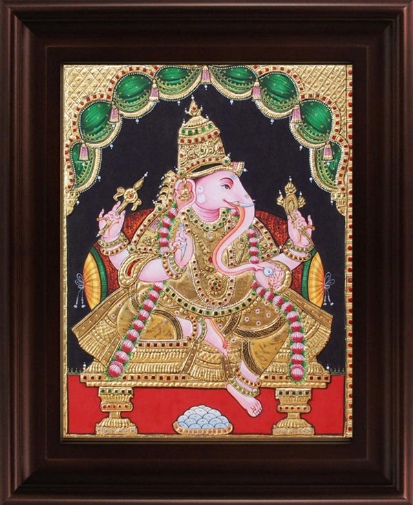 Ganesha Tanjore Painting 4 Traditional Art by Myangadi | ArtZolo.com