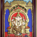 Religious tanjore traditional art titled 'Ganesha Tanjore Painting', 18x14 inches, by artist VANI VIJAY on Plywood