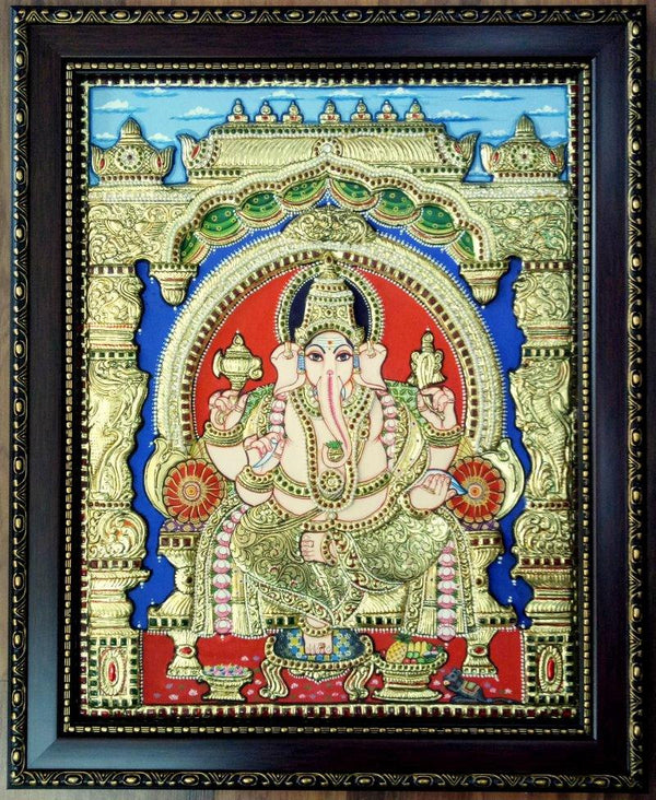 Ganesha Tanjore Painting Iii Traditional Art by Vani Vijay | ArtZolo.com