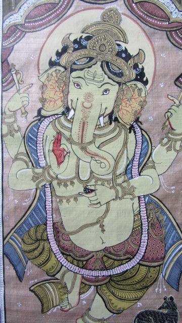 Ganesha Tasar Cloth Painting Iii Painting by Pradeep Swain | ArtZolo.com