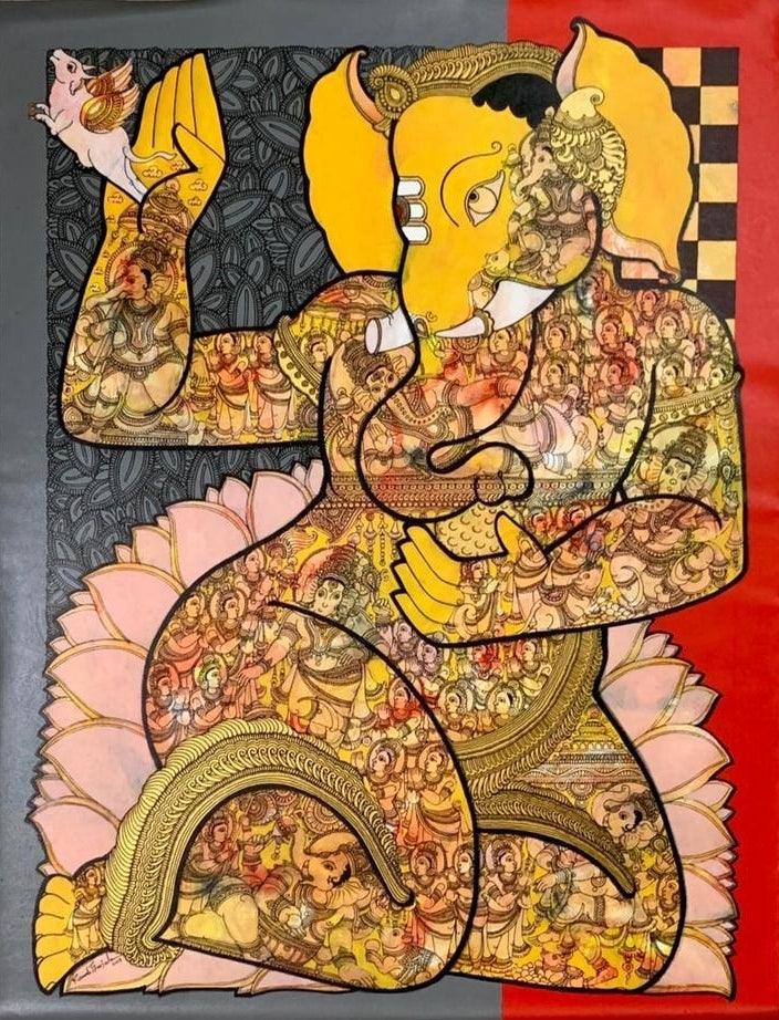 Ganesha ( Vighnaharta ) Painting by Ramesh Gorjala | ArtZolo.com