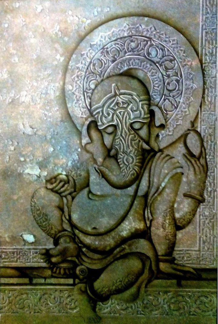 Ganesha With Blessings Painting by Mohd Shakeel Saifi | ArtZolo.com