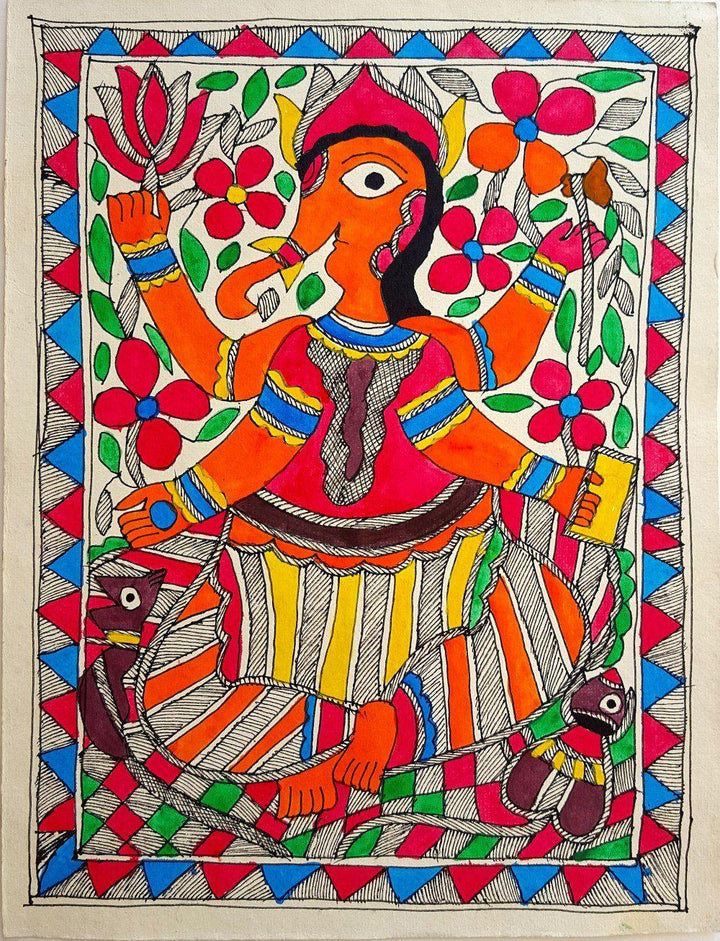 Ganeshas Blessings Traditional Art by Moti Devi | ArtZolo.com