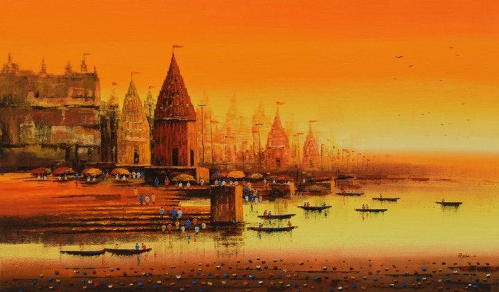 Ganga Ghat 11 Painting by Reba Mandal | ArtZolo.com