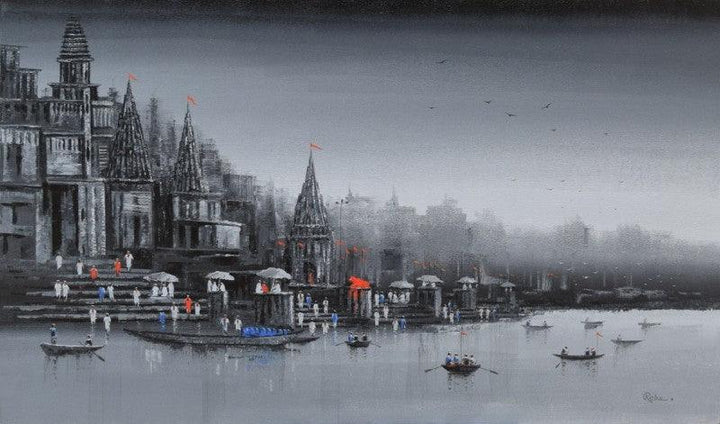 Ganga Ghat 13 Painting by Reba Mandal | ArtZolo.com
