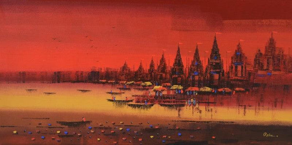 Ganga Ghat 4 Painting by Reba Mandal | ArtZolo.com