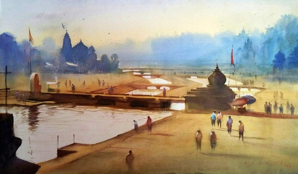 Ganga Ghat 5 Painting by Nilesh Bharti | ArtZolo.com