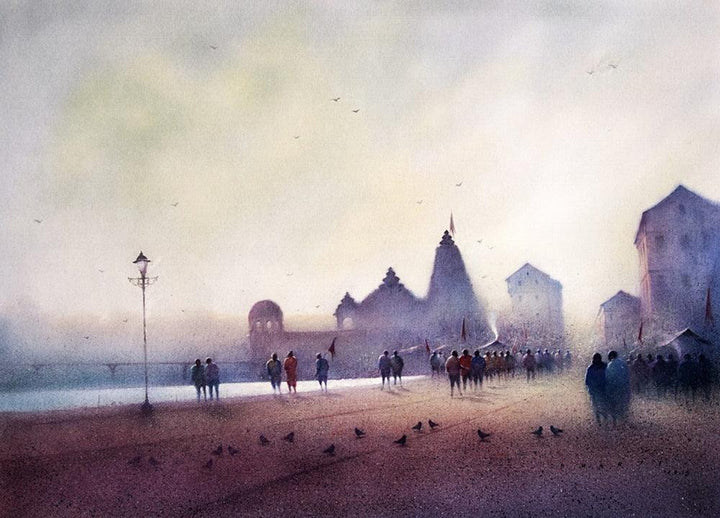 Ganga Ghat 6 Painting by Nilesh Bharti | ArtZolo.com