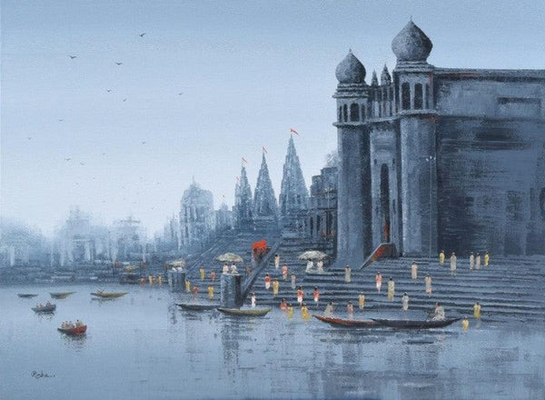Ganga Ghat 7 Painting by Reba Mandal | ArtZolo.com