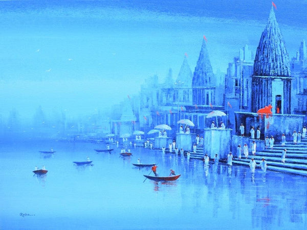 Ganga Ghat 8 Painting by Reba Mandal | ArtZolo.com