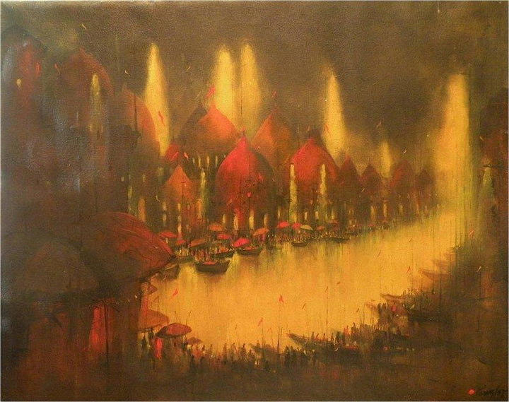 Ganga Ghat Painting by Parag Adhikari | ArtZolo.com