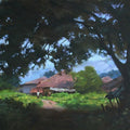 Landscape oil painting titled 'Garden', 18x24 inches, by artist Manoj Deshmukh on Canvas