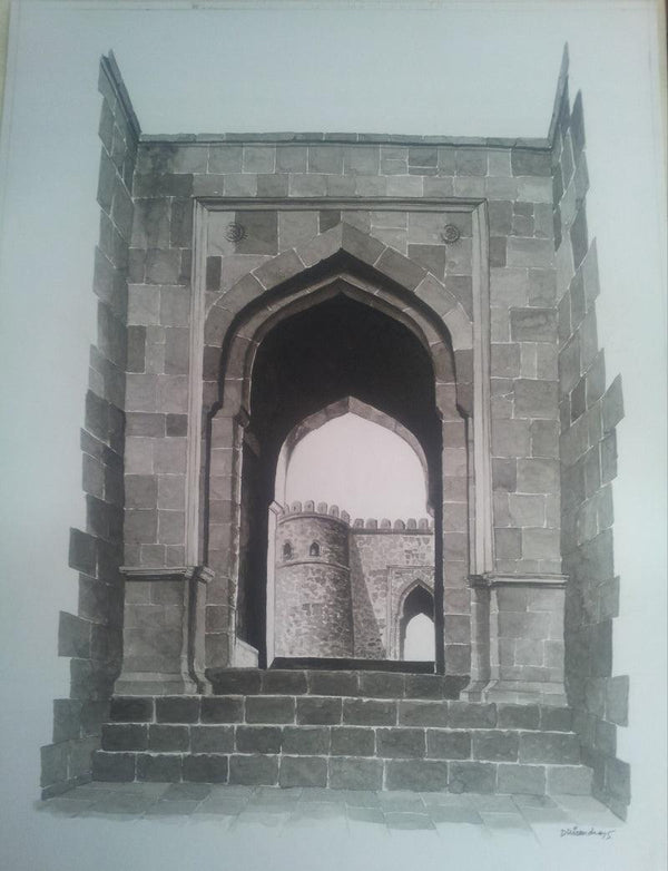 Gate Of Fort Painting by Dhirendra Mandge | ArtZolo.com