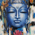 Religious acrylic painting titled 'Gautama Buddha', 60x48 inches, by artist Vishal Phasale on Canvas
