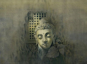 Religious watercolor painting titled 'Gautama Buddha', 22x30 inches, by artist Vishal Chavan on Paper