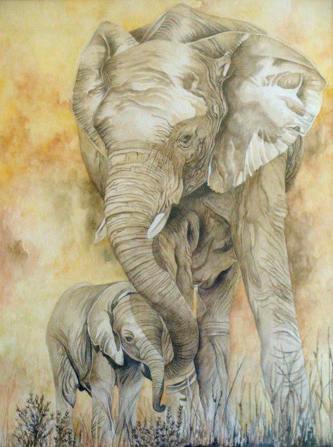 Gentle Giants Painting by Anjana Sihag | ArtZolo.com