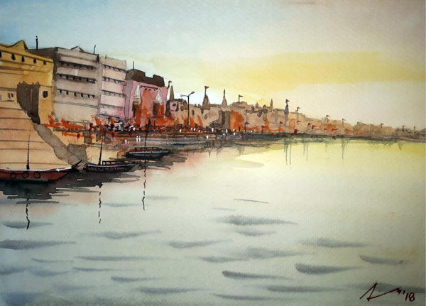 Ghats Of Varanasi Painting by Arunava Ray | ArtZolo.com