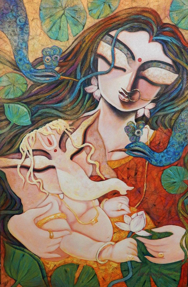 Gift Of Love Painting by Subrata Ghosh | ArtZolo.com