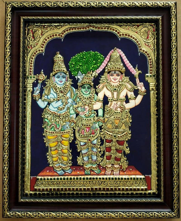 Girija Kalyanam Tanjore Painting Traditional Art by Vani Vijay | ArtZolo.com