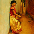 Figurative oil painting titled 'Girl', 24x17 inches, by artist S  Elayaraja on Canvas