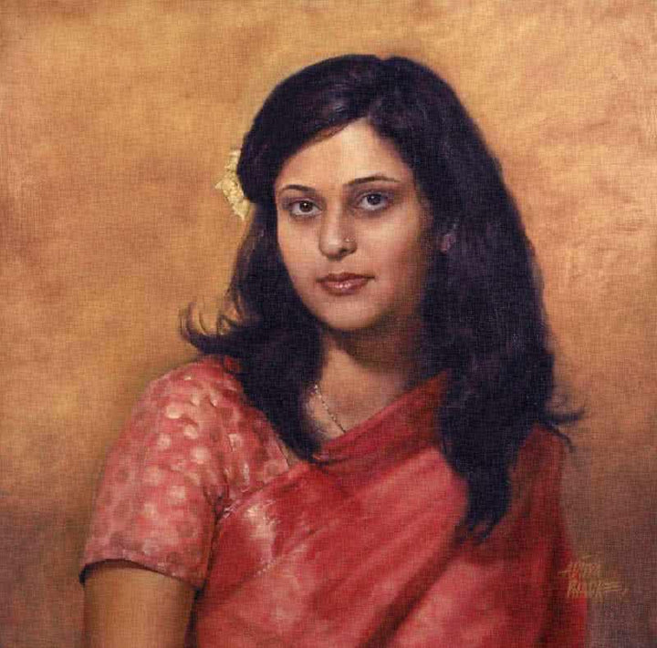 Girl In A Sari Large Painting by Aditya Phadke | ArtZolo.com