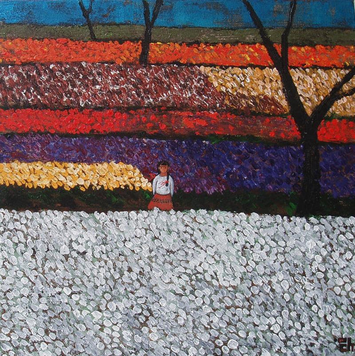 Girl In Flower Fields Painting by Suruchi Jamkar | ArtZolo.com