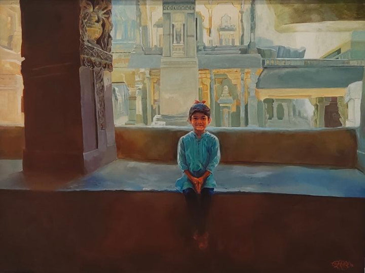 Girl Sitting In The Kailas Temple Painting by Sheetal Bawkar | ArtZolo.com