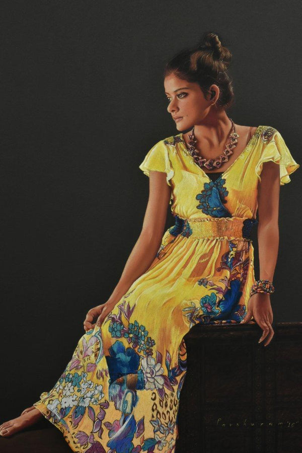 Girl With Yellow Frock Drawing by Parshuram Patil | ArtZolo.com