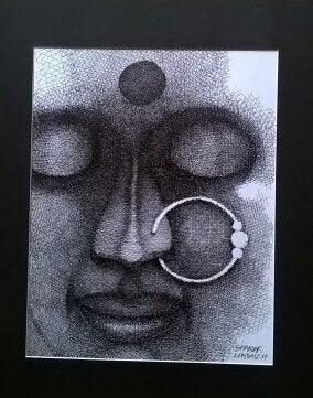 Girl With Nose Ring Drawing by Shankar Kendale | ArtZolo.com