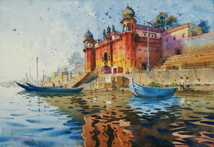 Glow Of Varanasi 3 Painting by Abhijit Jadhav | ArtZolo.com