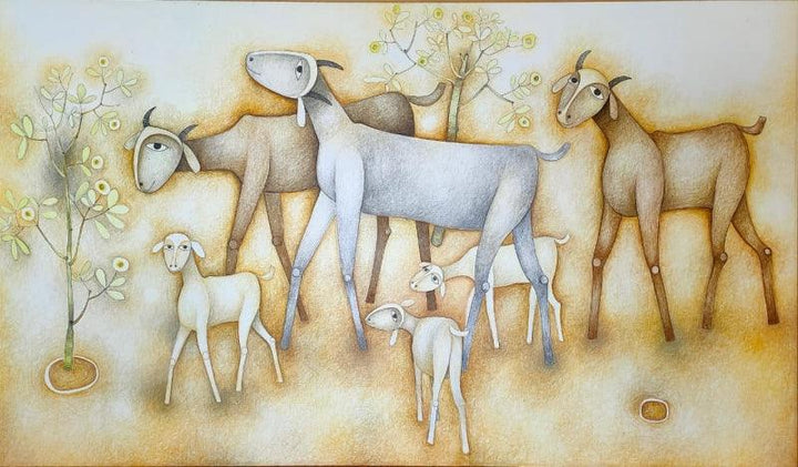 Goat Painting by Mohan Naik | ArtZolo.com