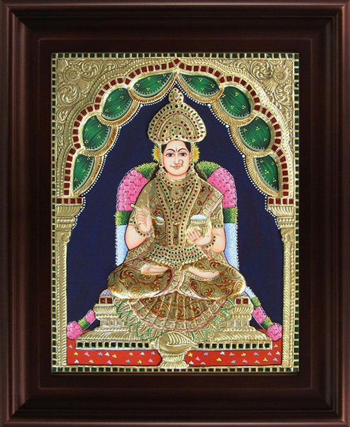 Goddess Annapoorani Tanjore Painting Traditional Art by Myangadi | ArtZolo.com