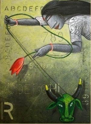 Goddess Durga Painting by Samir Sarkar | ArtZolo.com